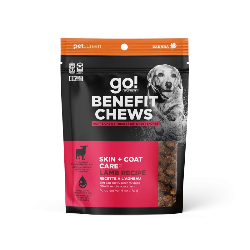 Petcurean Go! Solutions – Soins Peau & Pelage, Agneau – Gâteries Tendres pour Chiens
