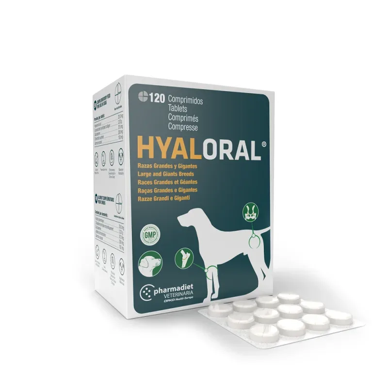 Pharmadiet – Hyaloral grandes et très grandes races – 120 comprimés
