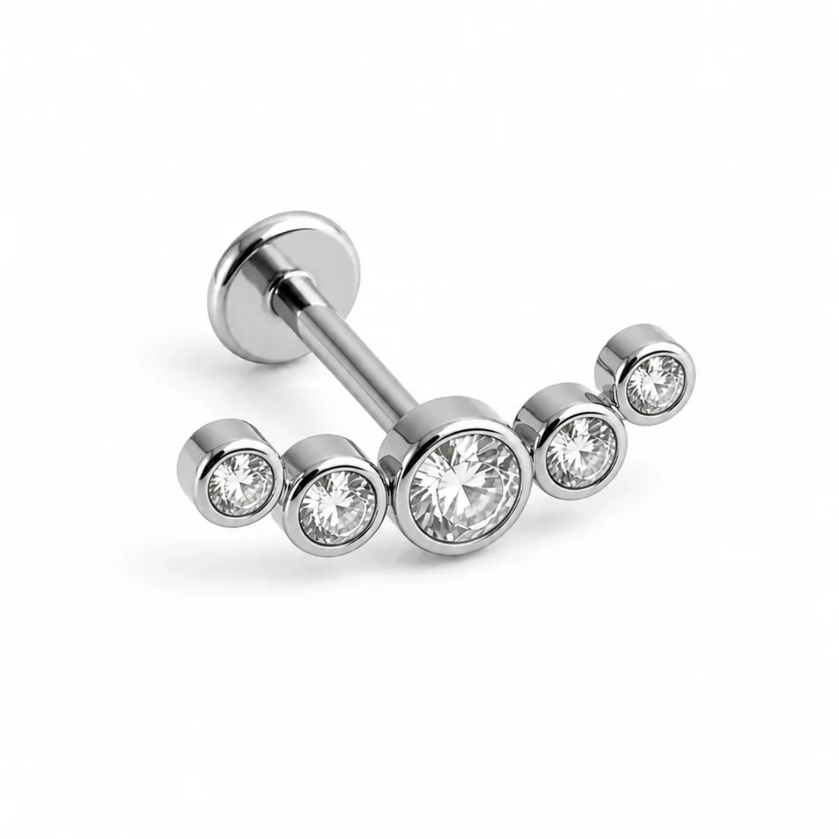 Piercing oreille – 5 strass dégradé argenté