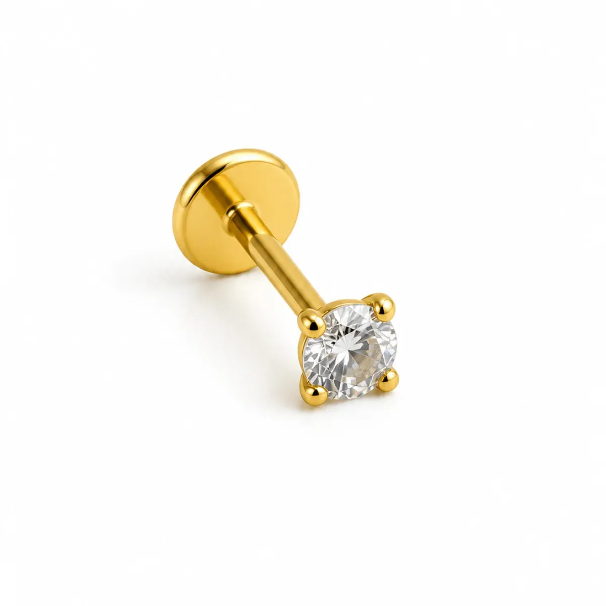 Piercing oreille – Strass solitaire doré
