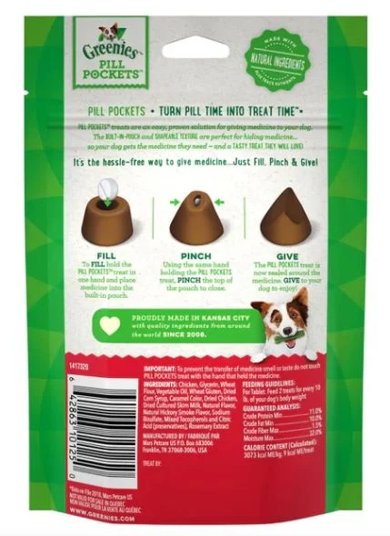 Pill Pockets chien pour comprimés, saveur fumée de noyer, Greenies - Image 2