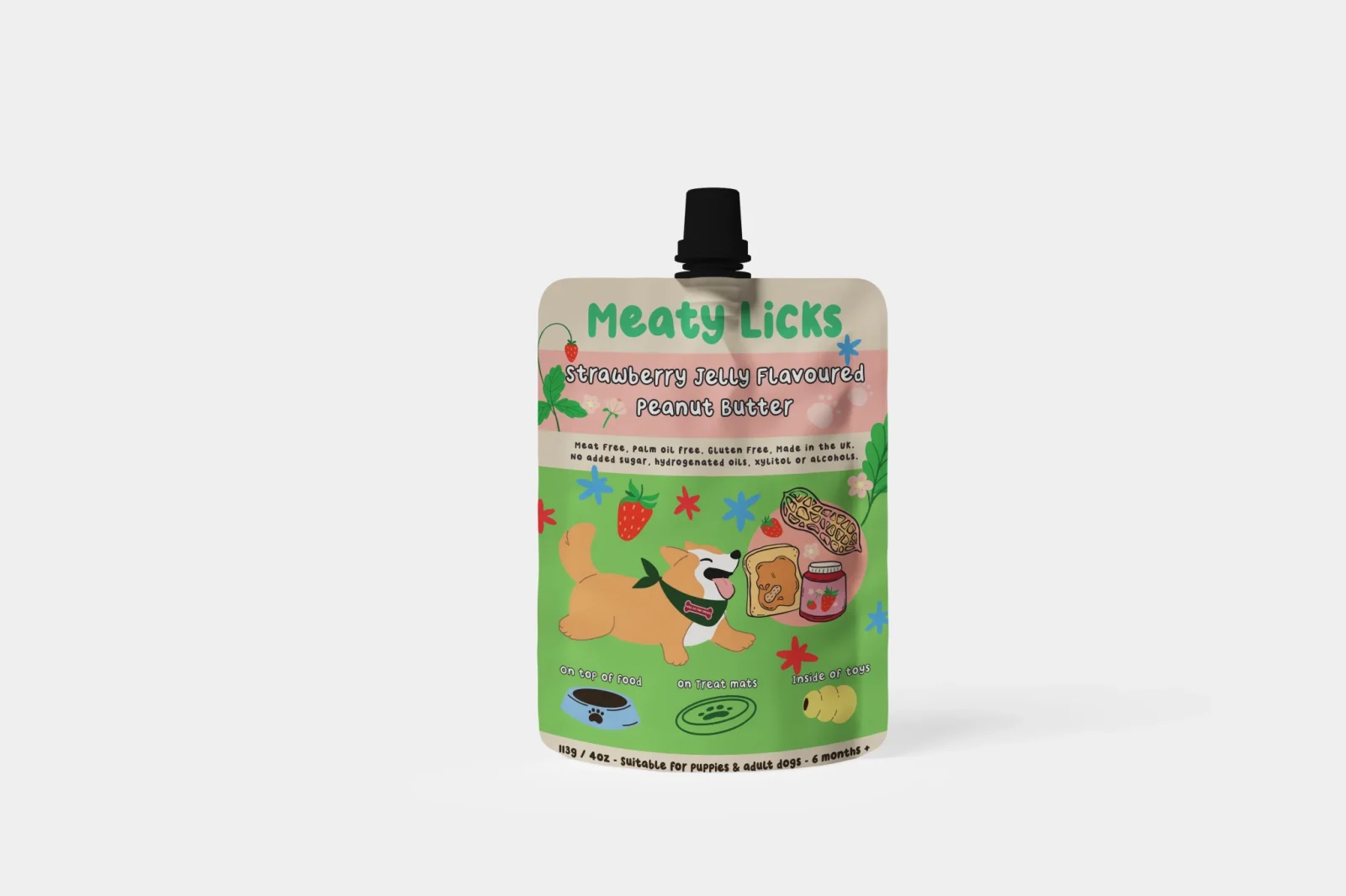 Pochette de beurre de cacahuète à la confiture de fraise pour chiens 113g 4oz