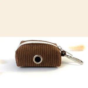 Pochette sac à crotte Velours Côtelé Chocolat