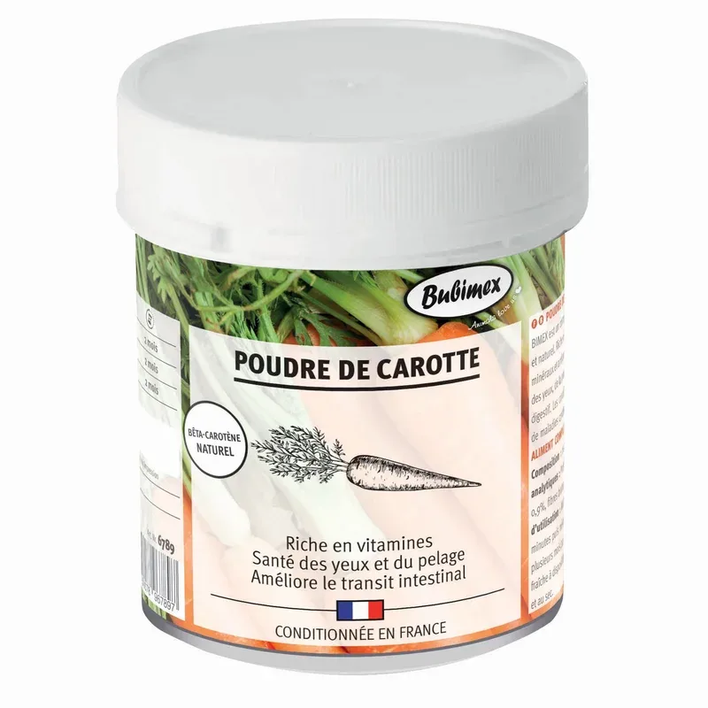 Poudre de carotte – 400g – Poils et peau – Notre passion, vos animaux !