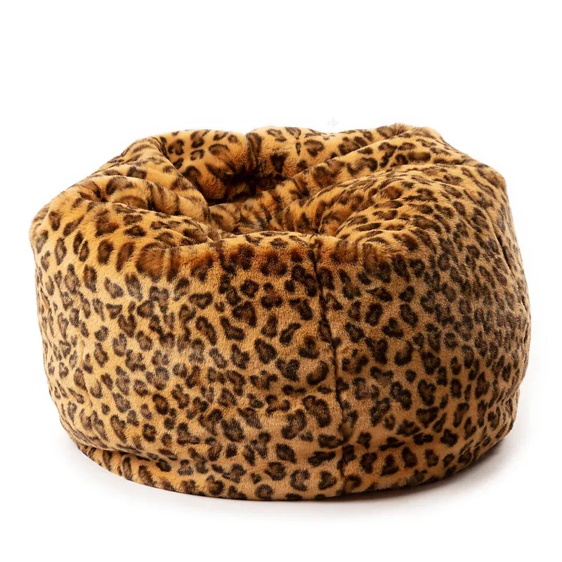 Pouf en peluche Léopard Theo avec remplissage