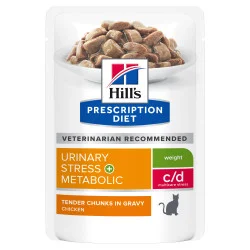 Prescription Diet c/d Urinary Stress + Metabolic sachets repas pour chat au poulet