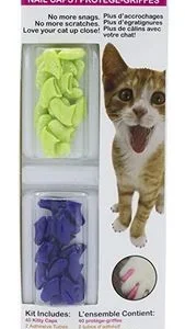 Protège-griffes pour chat, violet et vert pomme