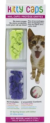 Protège-griffes pour chat, violet et vert pomme