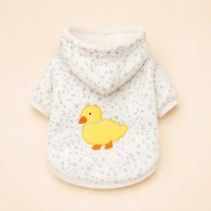 Pull à capuche poussin pour petit chien