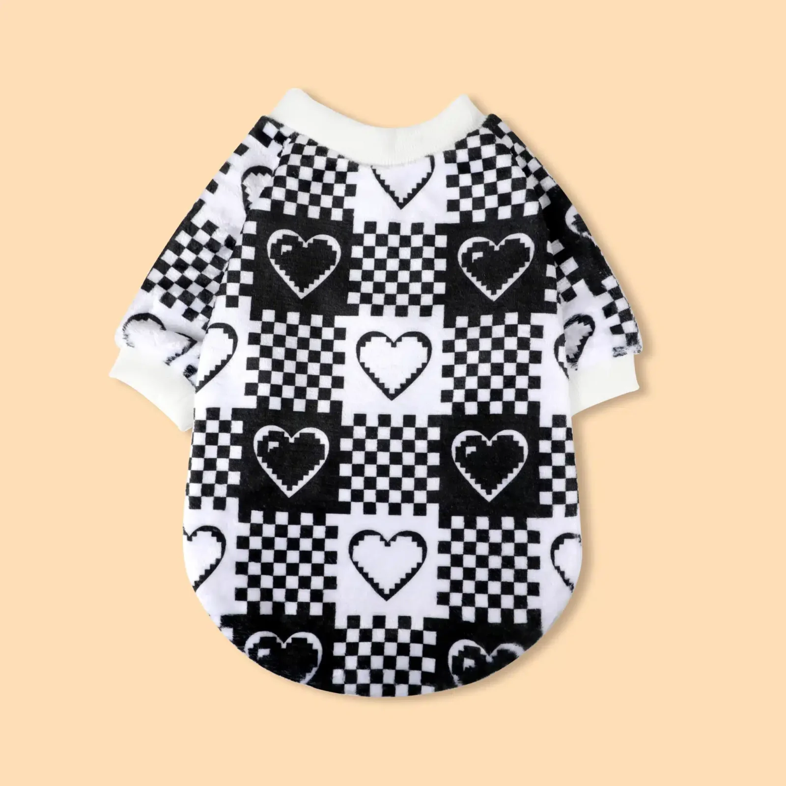 Pull coeur et carreaux chien