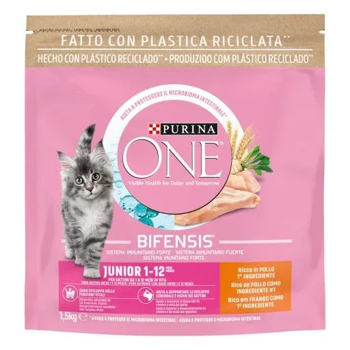 Purina One Croquettes pour chat junior au poulet et aux céréales complètes – France