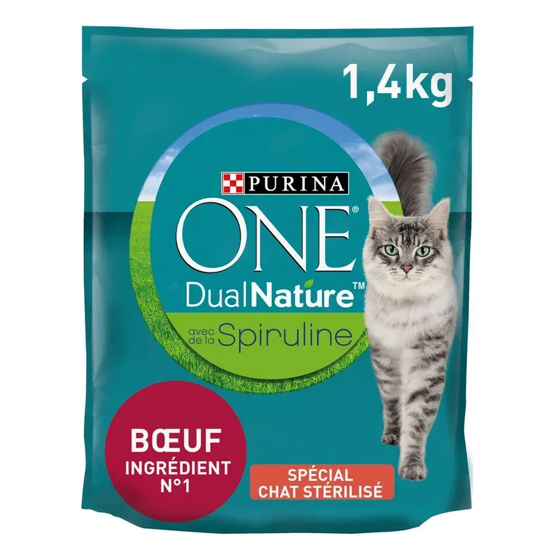 PURINA ONE dual nature croquettes au boeuf pour chat stérilisé 1,4kg pas cher
