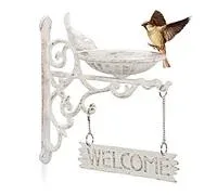 Relaxdays Abreuvoirs en Fonte Plaque de Bienvenue,Décoration Jardin, Fixation Mur; Soucoupe Eau, Blanc – Comparez les prix et achetez sur