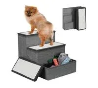 Relaxdays Escalier à 3 marches, pour Votre Chien ou Votre Chat, Pliable, H x L x P : 39 x 40 x 49 cm, Gris et Blanc – Comparez les prix et achetez sur
