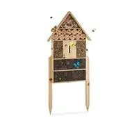 Relaxdays Hôtel à insectes sur pied nature XXL abri refuge nichoir maison abeille papillon coccinelles HxlxP: 79 x 49 x 12 cm, nature – Comparez les prix et achetez sur