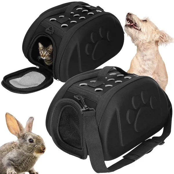 Sac de transport pour animaux de compagnie avec poignée et bandoulière taille S en noir