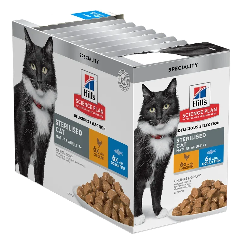 Sachets repas pour Chat Adulte Stérilisé (1-6) – au Poulet et au Poisson de l’Océan Hill’s Science Plan