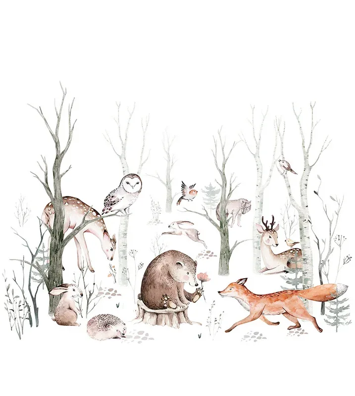 Sanders & Sanders papier peint panoramique animaux de la forêt vintage blanc, orange et marron – 250 x 279 cm – 950003