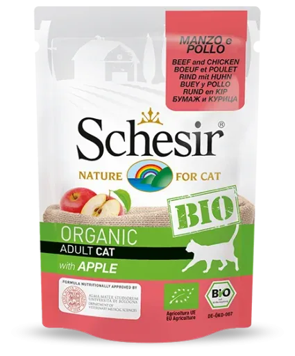 Schesir Boeuf et le poulet à la pomme pour les chats – France