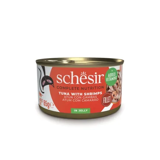 Schesir Nourriture humide au thon avec crevettes en gelée pour chats – France
