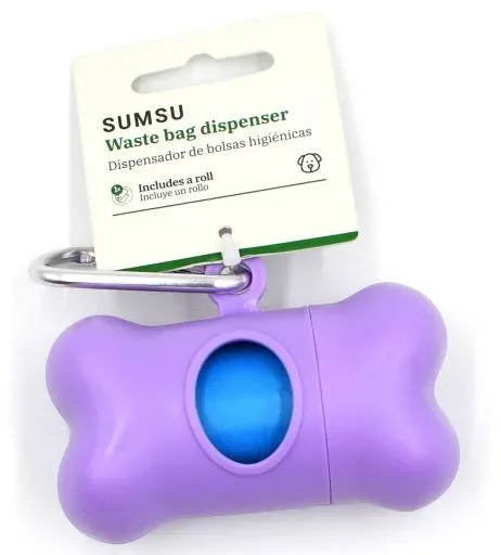 SUMSU Distributeur de sacs hygiéniques violet avec 1 rouleau de sacs hygiéniques – France