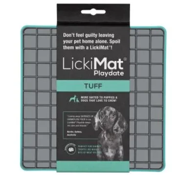 Tapis de léchage résistant pour chien « Playdate Tuff » (Turquoise) – LickiMat J’ai plus de croquettes