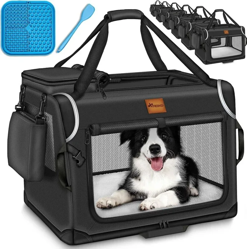 Tresko Foldable pet box L 70x52x52cm Black au meilleur prix sur fr