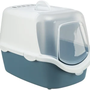 Trixie - MAISON DE TOILETTE Vico Open Top, 40 × 40 × 56 cm, bleu-gris/blanc