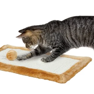 Trixie tapis griffoir avec balle et bords en peluche chat
