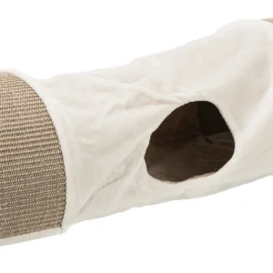 Trixie - Tunnel à griffer avec 2 abris peluche/sisal gris clair/brun - 110 x 30 x 38 cm