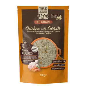 True Origins Pure - Repas Sachet Fraîcheur "Slow Cooked" Poulet & Carottes pour Chiens Adultes - 300g