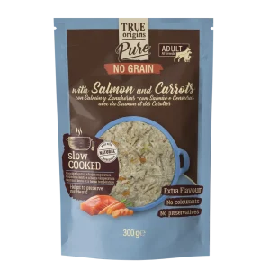 True Origins Pure - Repas Sachet Fraîcheur "Slow Cooked" Saumon & Carottes pour Chiens Adultes - 300g