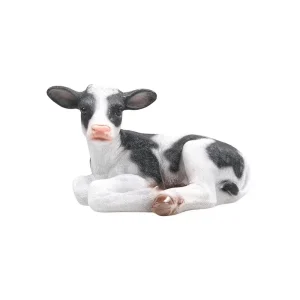 Vache couchée en résine 34x21x21.5 cm
