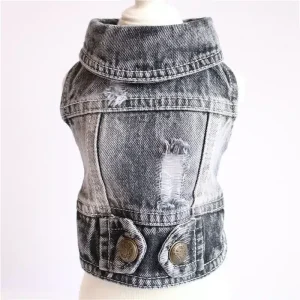 Veste en jean grise pour chien