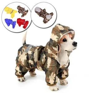 Veste imperméable pour chien manches longues capuche intégrée petit chien et chat