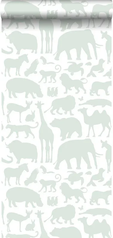 Walls4You papier peint animaux de la jungle vert clair et blanc – 53 cm x 10.05 m – 935318