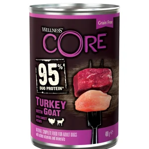 Wellness CORE - Repas Complet 95% de Dinde et Chèvre pour Chien - 400g