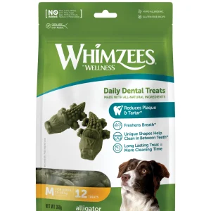 Whimzees - Friandises Nature Crocodile Dog Treats M pour Chien - x12
