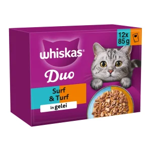 Whiskas 1+ Nourriture Humide - Duo - Surf & Turf en Gelée