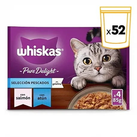 Whiskas Pure Delight Nourriture humide en Gelée pour Chats Sélection de Poissons