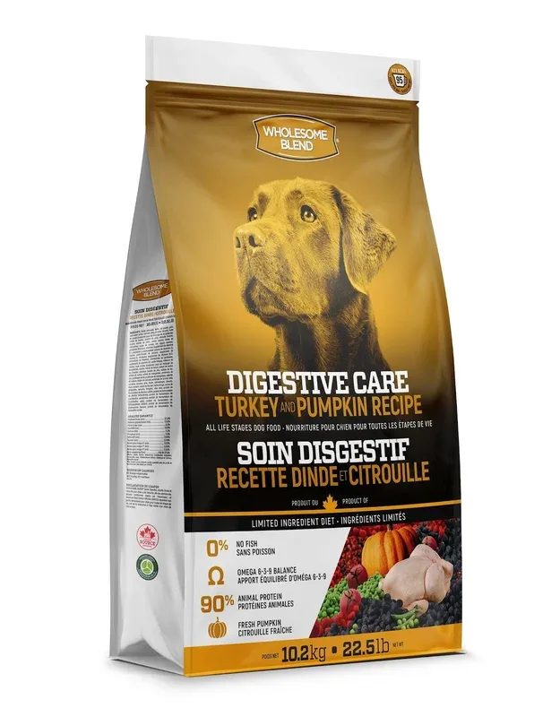 Wholesome – Chien Soin Digestif Dinde et Citrouille – Nourriture Sèche Sans grains pour Chiens