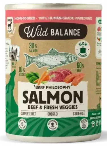 Wild Balance Menu Complet de Saumon et Veau pour Chiens – France