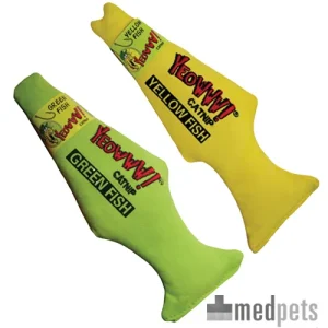 Yeowww! Catnip Green & Yellow Fish - Jouet en Poisson pour Chat