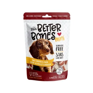 Zeus Better Bones – Mini Os Saveur de Poulet Barbecue – Gâteries Sans Cuir Brut pour Chiens