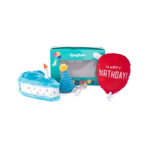 ZippyPaws Chiot Boîte d'anniversaire bleue