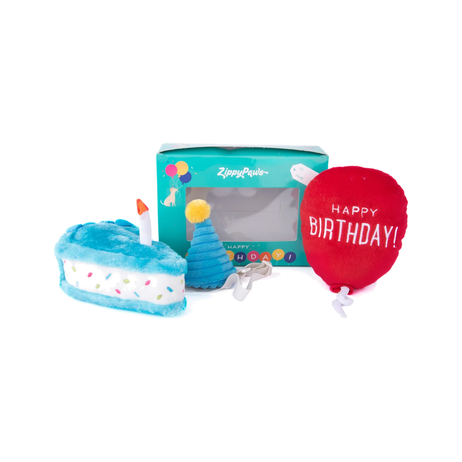 ZippyPaws Chiot Boîte d'anniversaire bleue