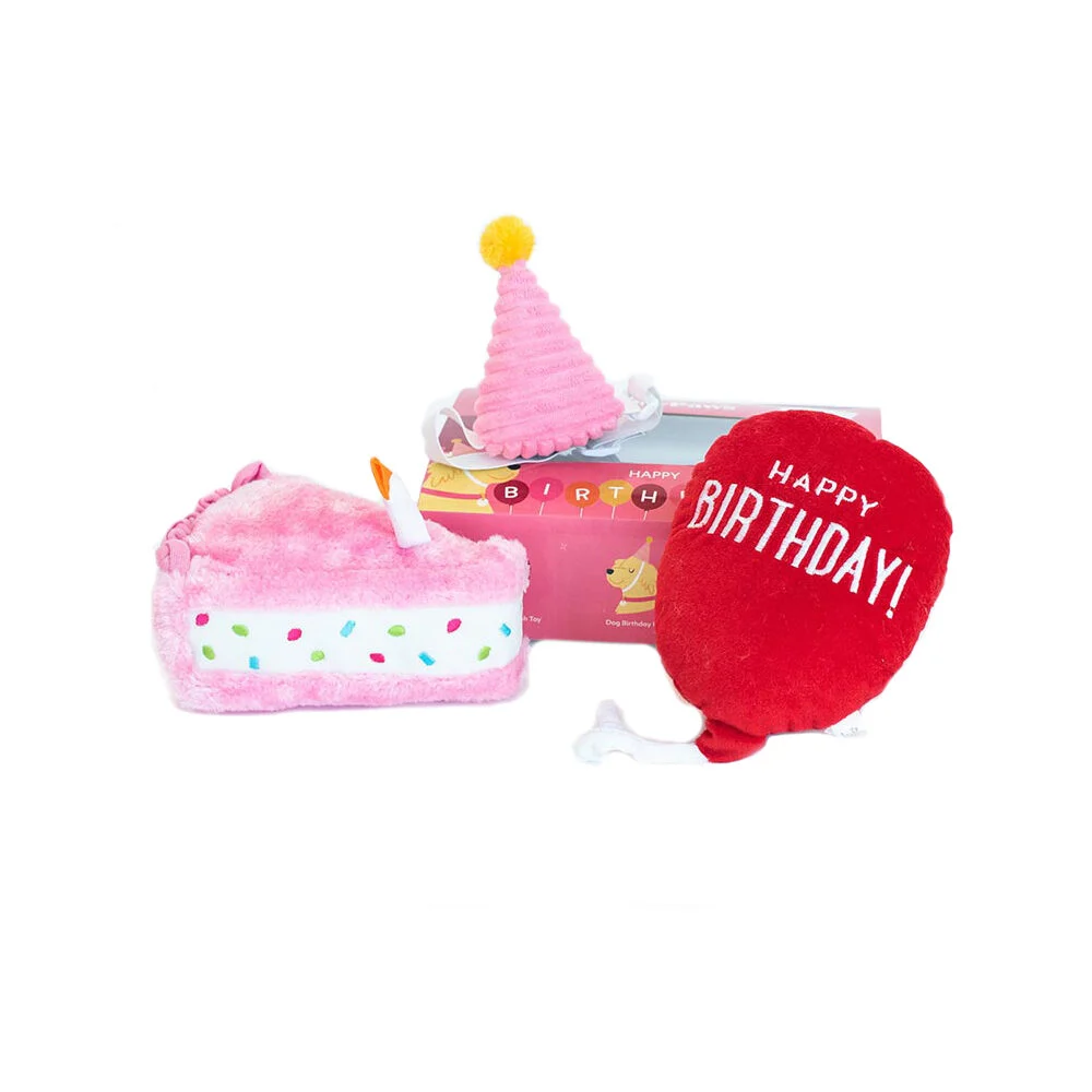 ZippyPaws Chiot Boîte d'anniversaire rose