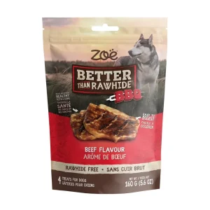 Zoë Better Than Rawhide – Saveur de Boeuf Barbecue – Gâteries Sans Cuir Brut pour Chiens