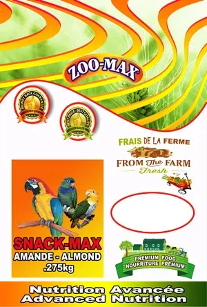 ZOO-MAX Snack-Max Gâteries Oiseaux Amandes Sans Écale 275g